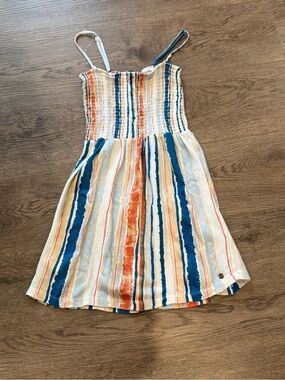 Roxy Striped Sundress in Blue, Orange & Cream